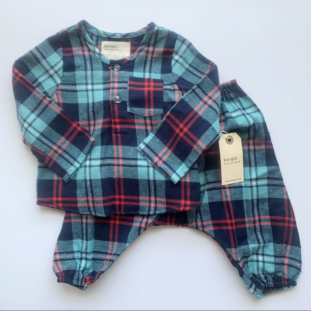 Boy + Girl Plaid Top and Harem Bottoms
